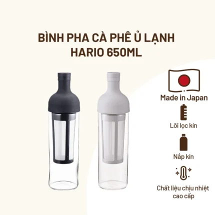 Bình pha cà phê Cold Brew Hario 650ml FIC-70-B (Đen / Xám)